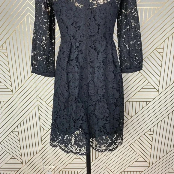 Anthropologie Mare Mare Persephone Dress 3/4 Sleeve Lace Black Size Small Petite - Picture 10 of 12